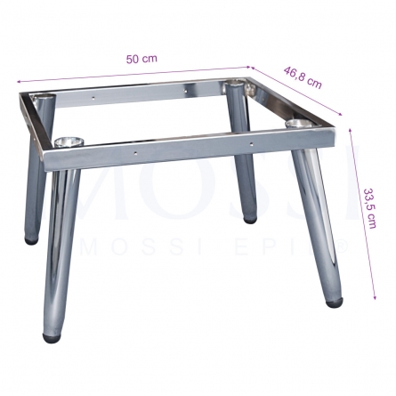 dimensões da estrutura em metal cromado para aplicar em poltrona dourada, mossi epil