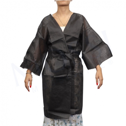 kimono, kimono feminino, Kimonos Descartáveis, Kimono Descartável TNT preto, disposable kimono, disposable kimono robe, mossi epil