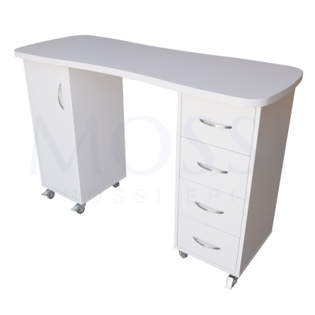 Double Layer Single Nail Art Table White Marble Print Manicure Table with Gold Metal Legs Workbench for Nail Technicians